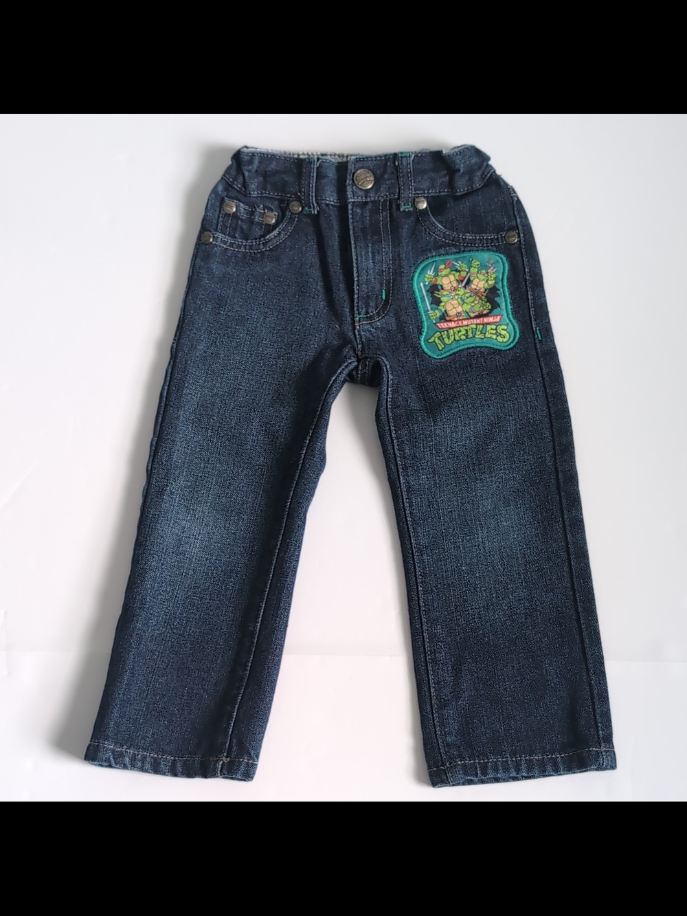 Nickelodeon Dark Blue Denim Jeans with Turtle Patch 2T
